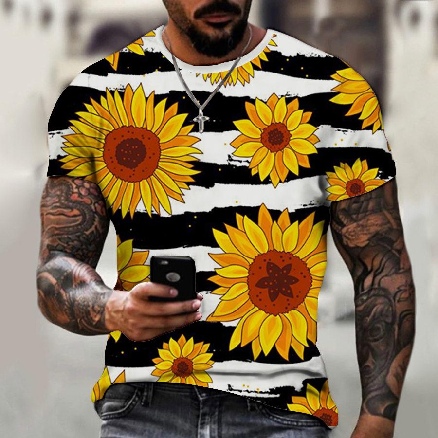 Sonnenblumen Serie 3D Gedrucktes T-Shirt Herrenbekleidung Top T-Shirt