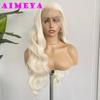 Platinum Blonde Lace Front Wig Long Body Wave Synthetic Lace Hair 13x4 Frontal Lace Natural Hairline Daily Wear Cosplay Wigs
