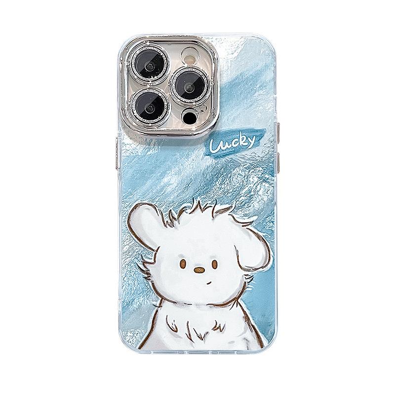 Cartoon Puppy Suitable for Apple 16pro Mobile Phone Case 15 Cute Couple Anti-fall 14 High-end Sense Xiaomi 13