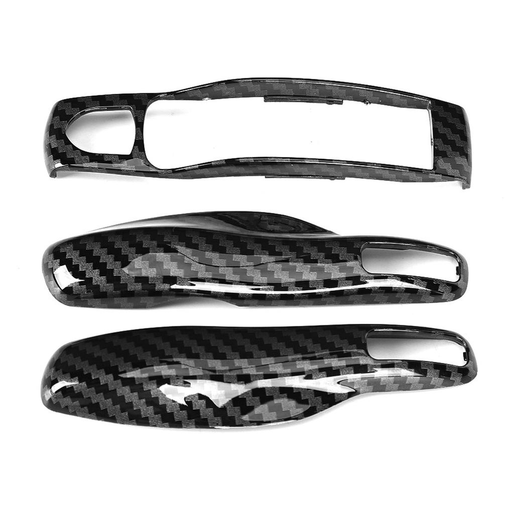 3pcs Set Carbon Fiber Style Car Key Trim Cover Fit for Cayman