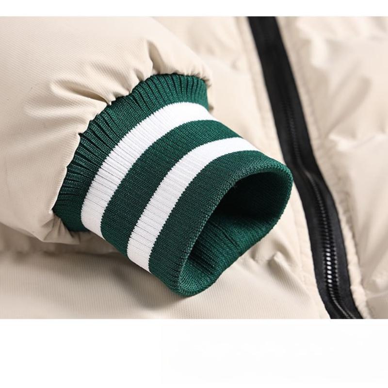 Cotton Jacket Men's Models Embroidery Color Collision Trend Loose Remove Cap Double-sided Wear Thickened Cotton Jacket Hooded Jacket