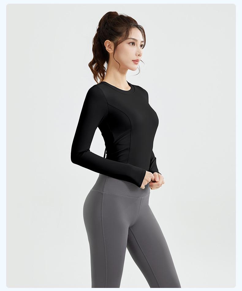 2025 Women's Breathable Running Set with Long Sleeve, Cutout Back, Drawstring, and Chest Pads
