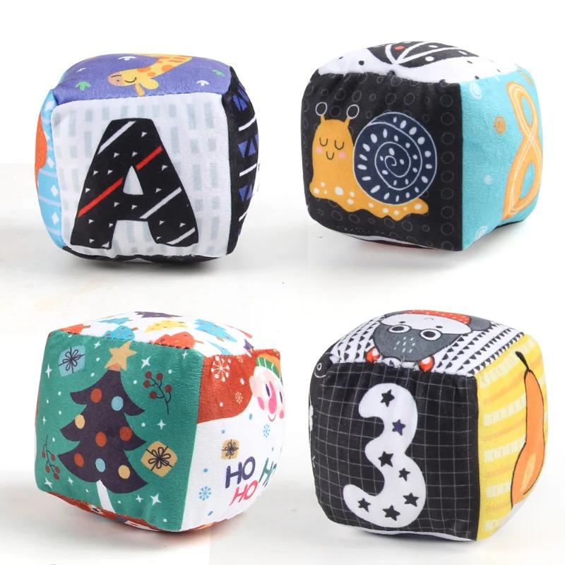 Non-Toxic Baby Rattles Toy Cartoon Design Early Education Intelligence Toys Colorful Doodle Baby Shake Bell Toys Kids Car Pendant Toy Gift