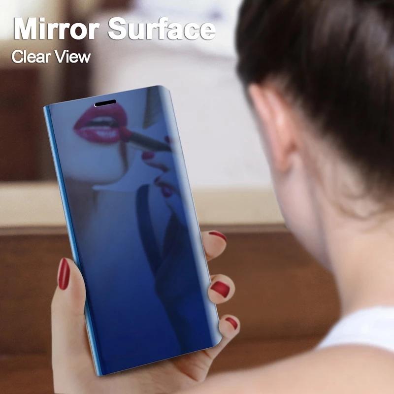 Luxury Smart Mirror Case For Huawei Honor Magic 6 5 Lite X9A X8B X7B Coque For Honor 70 50 20 10 Leather Flip Holder Phone Cover