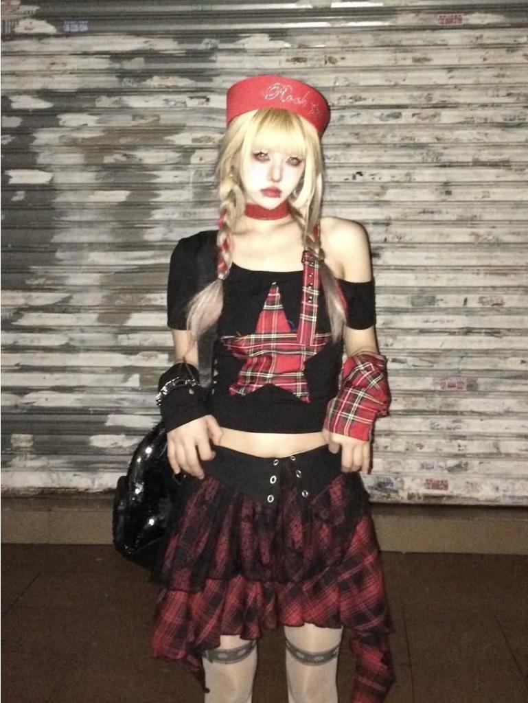 New Summer Star Asian Punk Millennium Irregular Off-Shoulder Sleeves Short Sleeve T-Shirt Top Women's Clothing