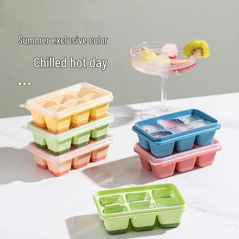 

Силиконовый лоток для льда с крышкой - легкосъемная форма для льда для морозильника Silicone Soft Bottom Random Color