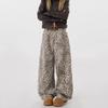 Unisex Retro Leopardenmuster Weite Hosen - Bodenlang, Lässige Scheren-Cut Hose für Trendigen, Entspannten Streetstyle.