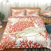 Sea Turtle Bedding Ocean Duvet Cover Set Teal Mediterranean Style Marine Themed Ocean Polyester Bedding Set Queen King Twin Size