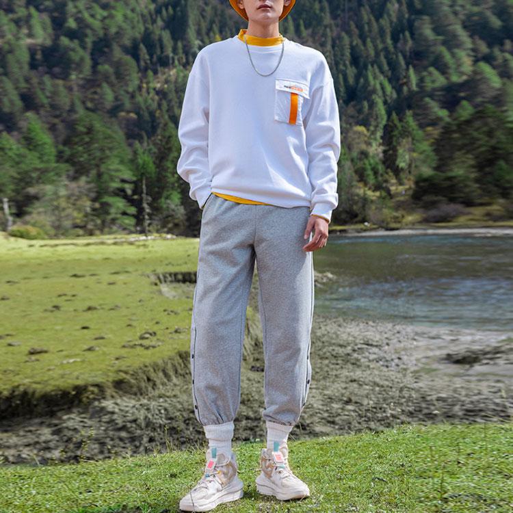 Anta Printed Round Neck Long Sleeve Sweatshirt Unisex sweatshirt White 152218710-1