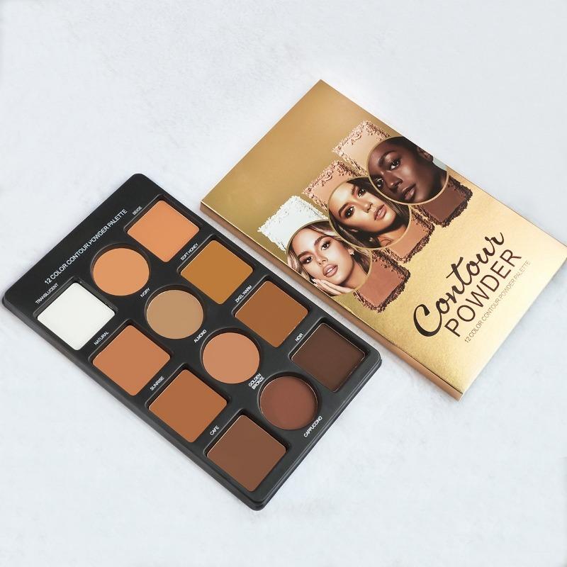 1PC 12-color Powder, Makeup, Grooming Tray, Concealer, Highlight and Brighten, Three-dimensional Matte Beauty.