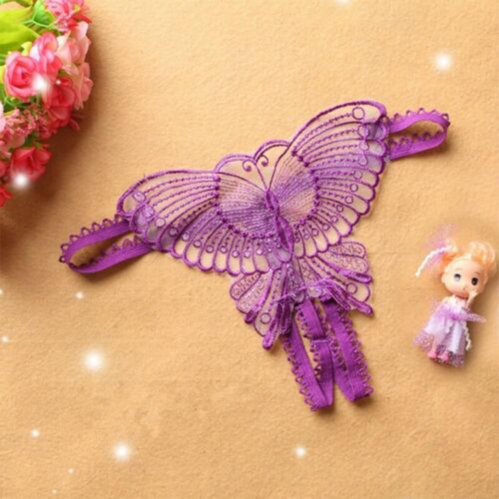 Womens Panties Butterfly G-string Lace Open Crotchles