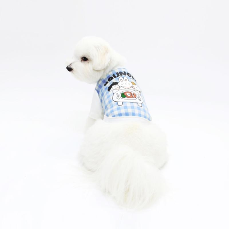 T-SHIRT KINIKINI BRUNCH CHECK-BLEU (T-shirt à manches courtes)