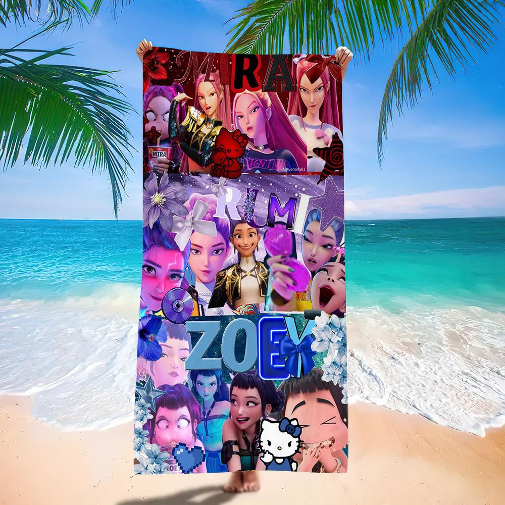 Trend Character Digital Print Double Sided Flannel Microfiber Beach Towel Quick Dry Absorbent Bath Towel
