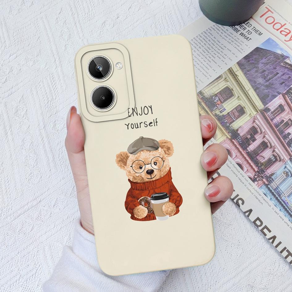 

Чехол для телефона OPPO Realme 5 6 8S 9 10 Pro + Plus 9i 4G 5G с милым мультяшным узором, квадратный жидкий силикон, мягкий ТПУ для Realme 2 6 7 Pro, чехол-бампер Realme 10