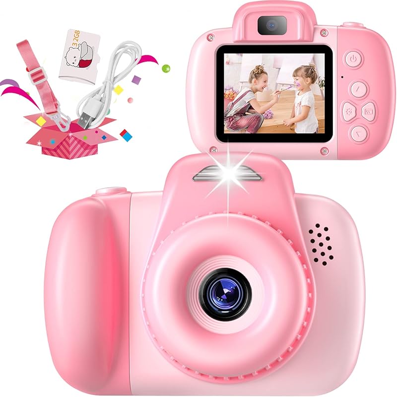 Kids Camera, HAONIU 48MP Digital Dual Camera Kids Toys for Boys/Girls 3-12 Years Old, Kid Selfie Camera with 2.0 Inch IPS Screen, 32GB SD Card, 1080P