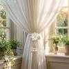 Adjustable Camellia Curtain Tieback Beautifully Punch-free Pearl Curtain Buckle Elegant Curtains Tie Rope Living Room