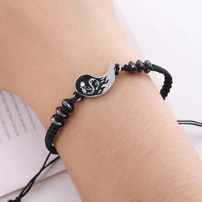 Bracciale Regolabile Yin Yang con Figura di Drago alla Moda Collana Tai Chi per Coppia Regalo di Gioielli per San Valentino per Fidanzato Fidanzata