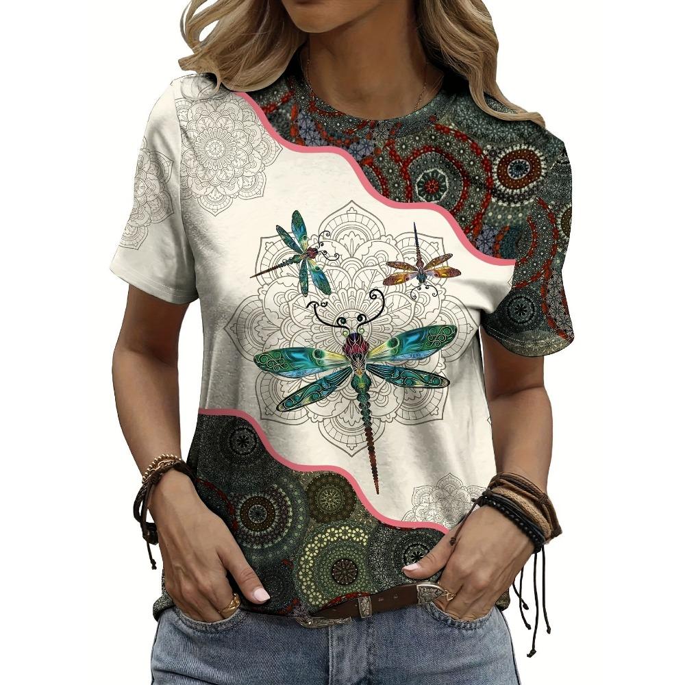 Printed sports T-shirt, fashionable short sleeved round neck casual top