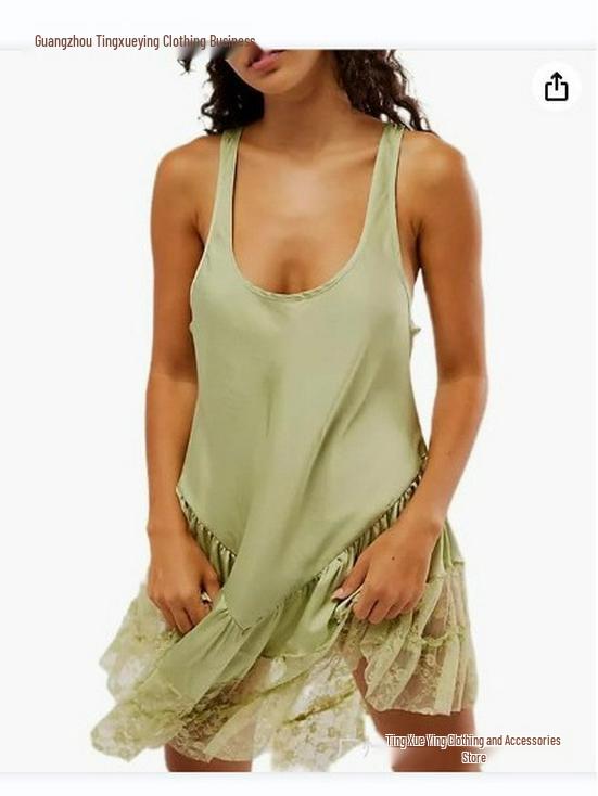 Spring Lace Sleeveless Flowy Mini Dress - New Arrival