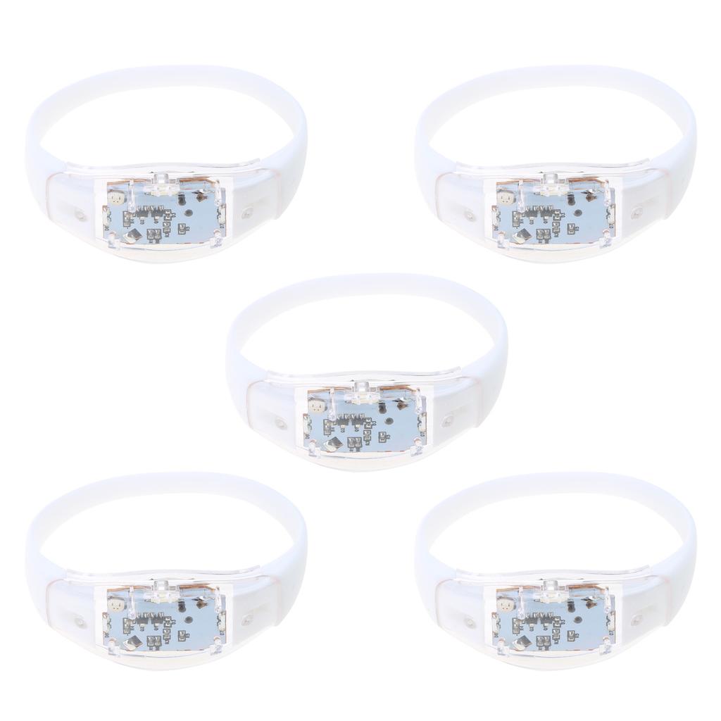 5pcs Voice Controlled LED Luminous Bracelets Flashing Silicone Bangle Light Up Wristbands for Christmas New Year Decor