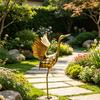 Statua Metallica Design Airone, Decorazione Artistica in Metallo Fatta a Mano per Giardino, Scultura da Giardino Resistente alle Intemperie per Patio Esterno Prato Laghetto Regalo