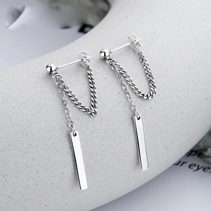 

BF CLUB 925 Sterling Silver Chain Stud Earrings For Women Girl Sexy Fashion Trendy Jewelry Gift Party Wedding pendientes mujer