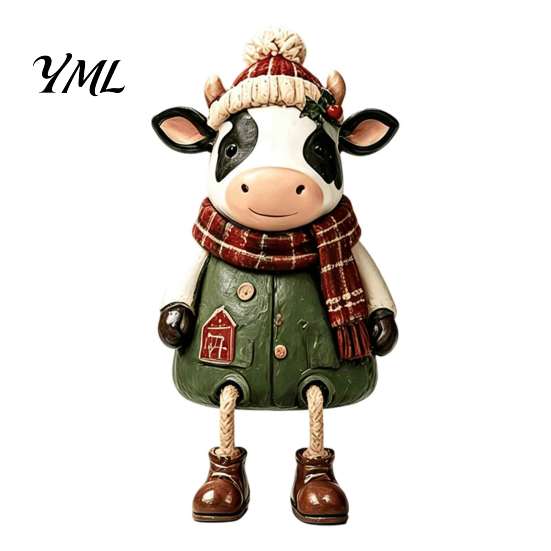 Decorative Fireplace Mantel Figures Christmas Shelf Sitter Figurines, Retro Farm Animal Hanging Leg Decor, Farmhouse Style Holiday Decor Ornaments for