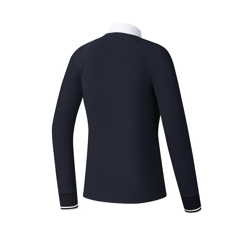 FILA Fitted Versatile Knitted Long Sleeve Nautical Polo Shirt Women tops Tidal-Blue A11W515209F-DB