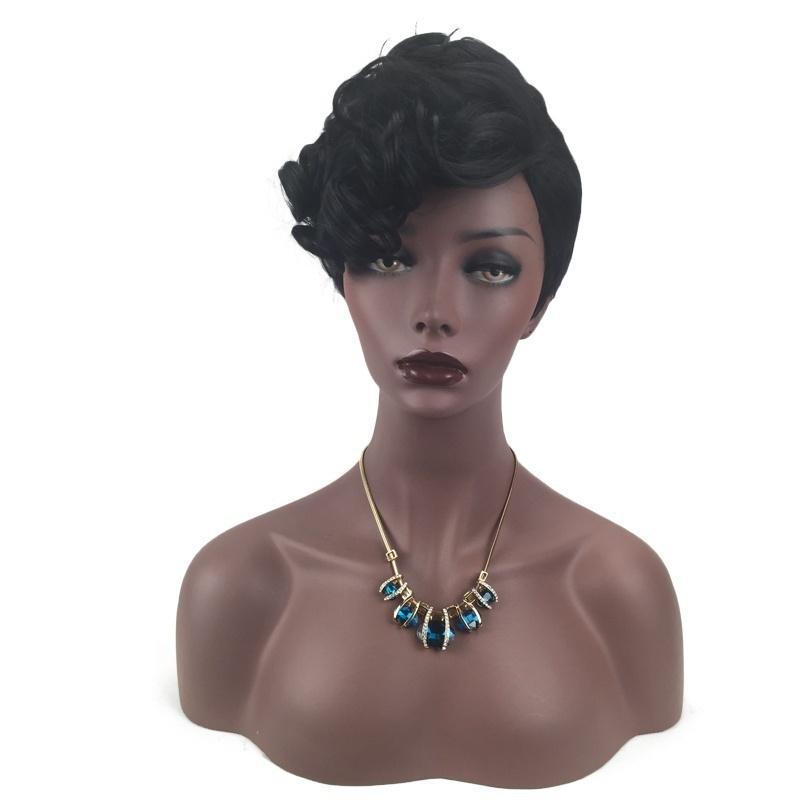 

Короткие черные кудрявые парики для темнокожих женщин, афро кудрявый парик, прическа, короткий парик, натуральные волосы, дешевые парики для