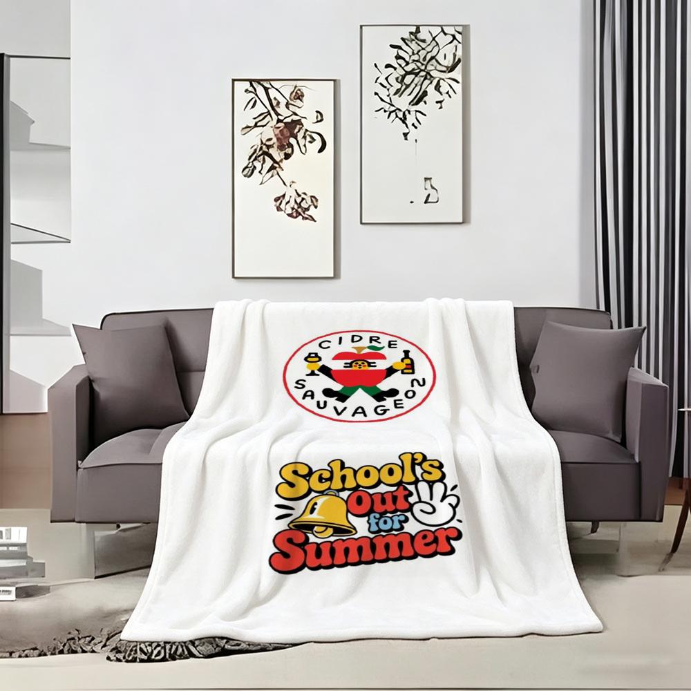 Drawing R-Retro Cartoon Badge Style Throw Soft Warm Throw Blanket for Bedroom Living Room Bed Travel Camping Picnic Gift