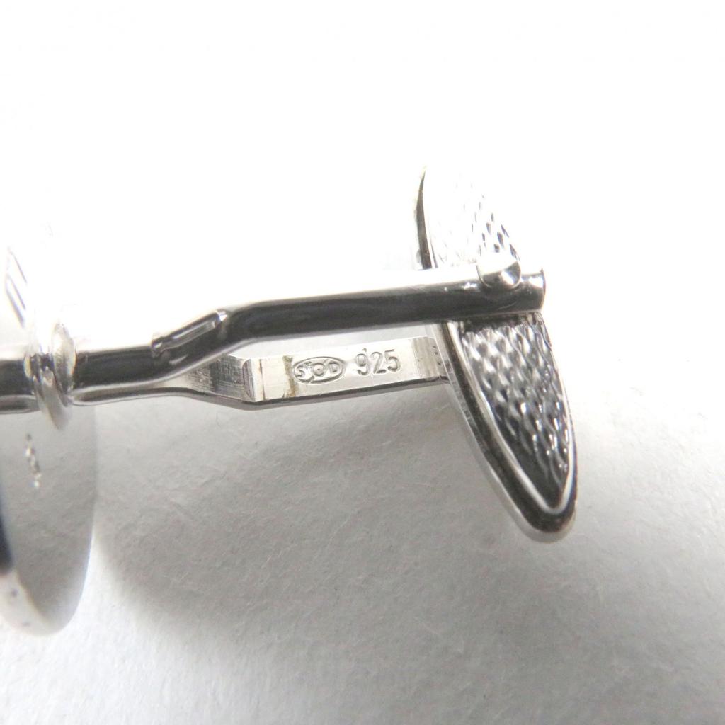 Excellent Dunhill Cufflinks cufflinks Oval Shape Bi-Color Textured Stripes Silver SV925 mens Used