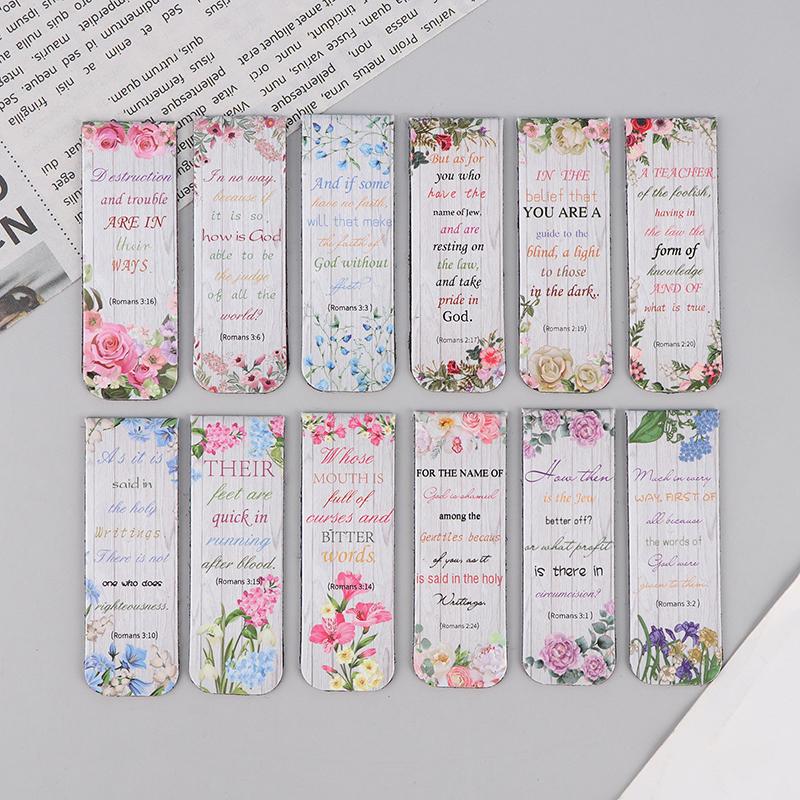 12Pcs Aesthetic Motivational Bible Quotes Paper Bookmarks Diy Students Readers Page Markers Library Office Page Marking