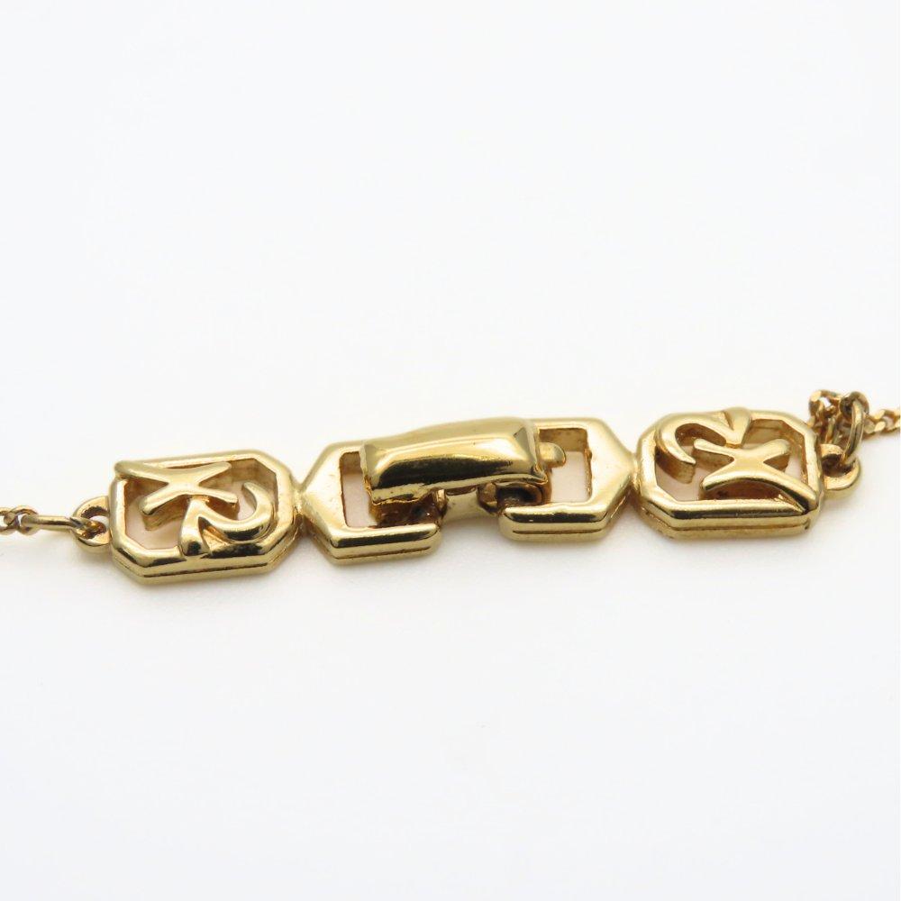 Used NINA RICCI Necklace NR logo metal 5.0g gold Square