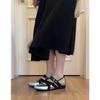 Sheepskin~ Silver retro leather shoes versatile cross-strap Mary Jane shoes women's flat-bottomed light-mouth single shoes