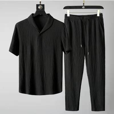 Sommer Männer Baumwolle Leinen Zwei Stück Set Männlichen Business Casual Strand T-shirts Outfits Hemd + Hose Sets