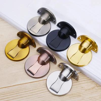Invisible Magnetic Door Stopper Stainless Steel Punch-free Mechanical Self-locking Door Stop Door Stopper