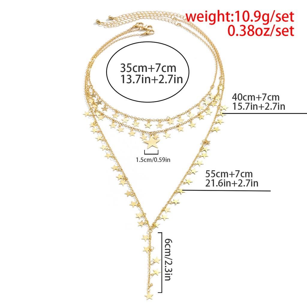 VIVILADY Multilayer Y Shape Geometry Tassel Star Sequins Clavicle Chain Necklace Alloy Female Sexy Fashion Party Gift