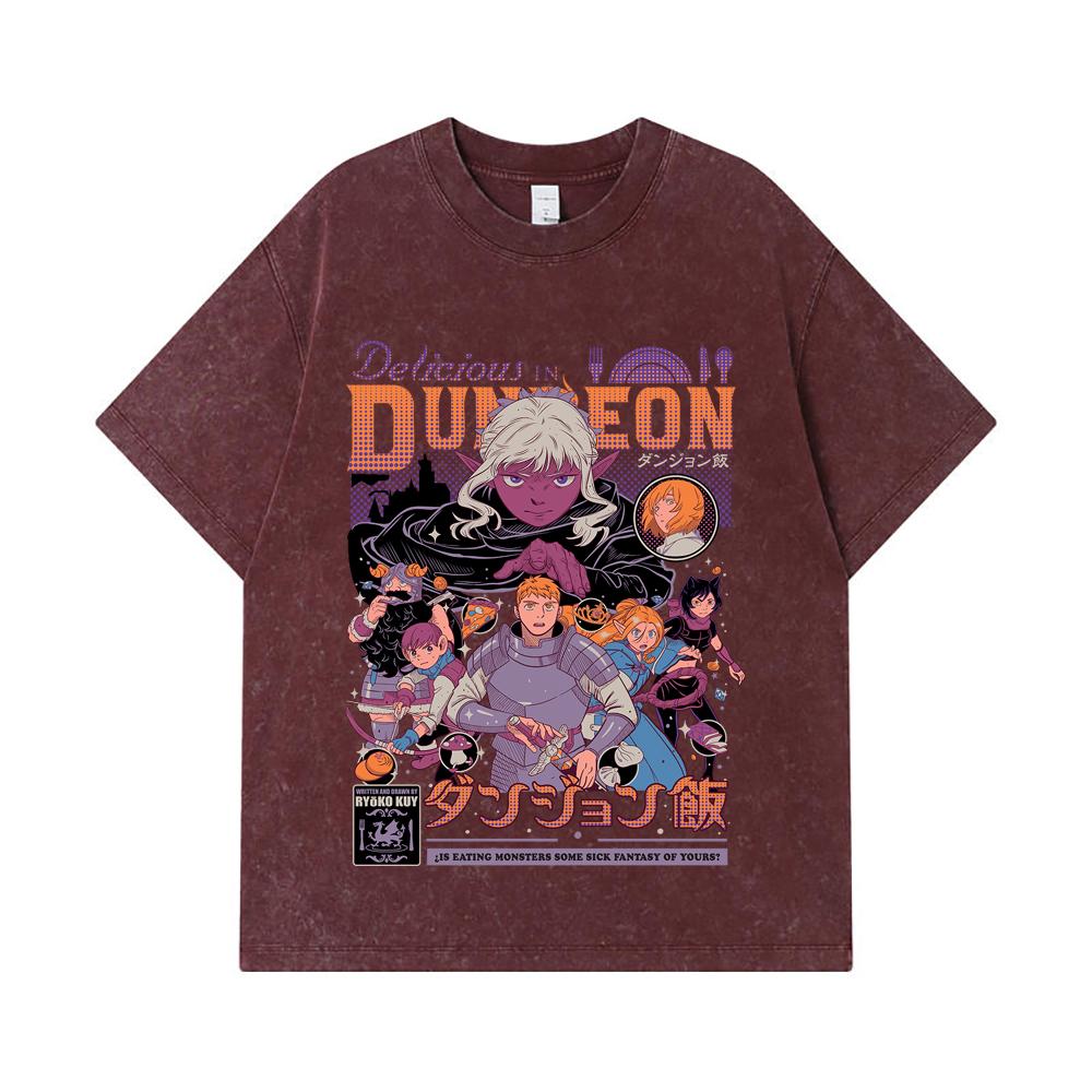 275 GSM Gewaschene T-Shirts 100% Baumwolle Delicious in Dungeon V2 Print Unisex Schweres Baumwoll-T-Shirt