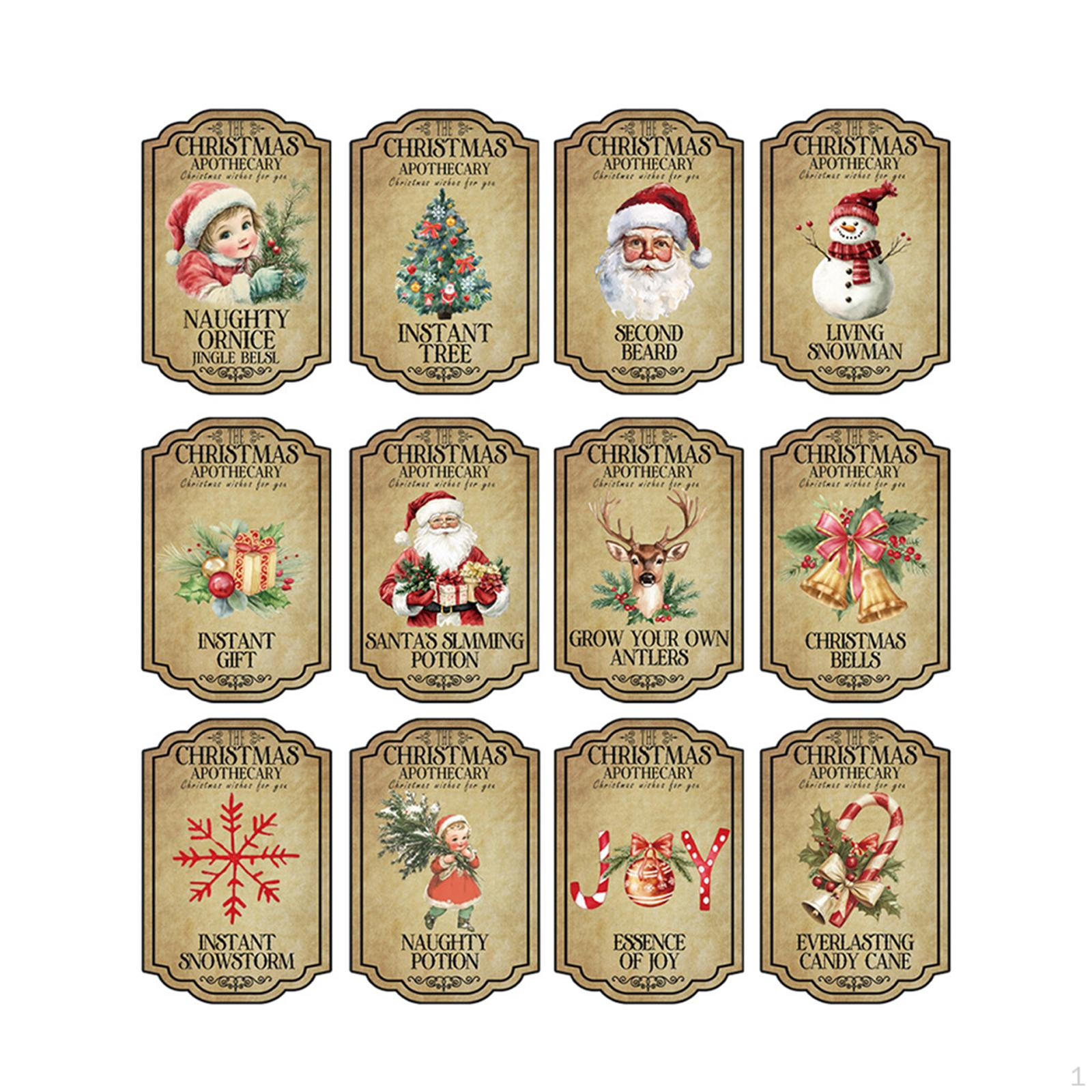 

12 шт. рождественские наклейки на бутылки вина этикетка декоративная наклейка, портативная, самоклеящаяся Style A