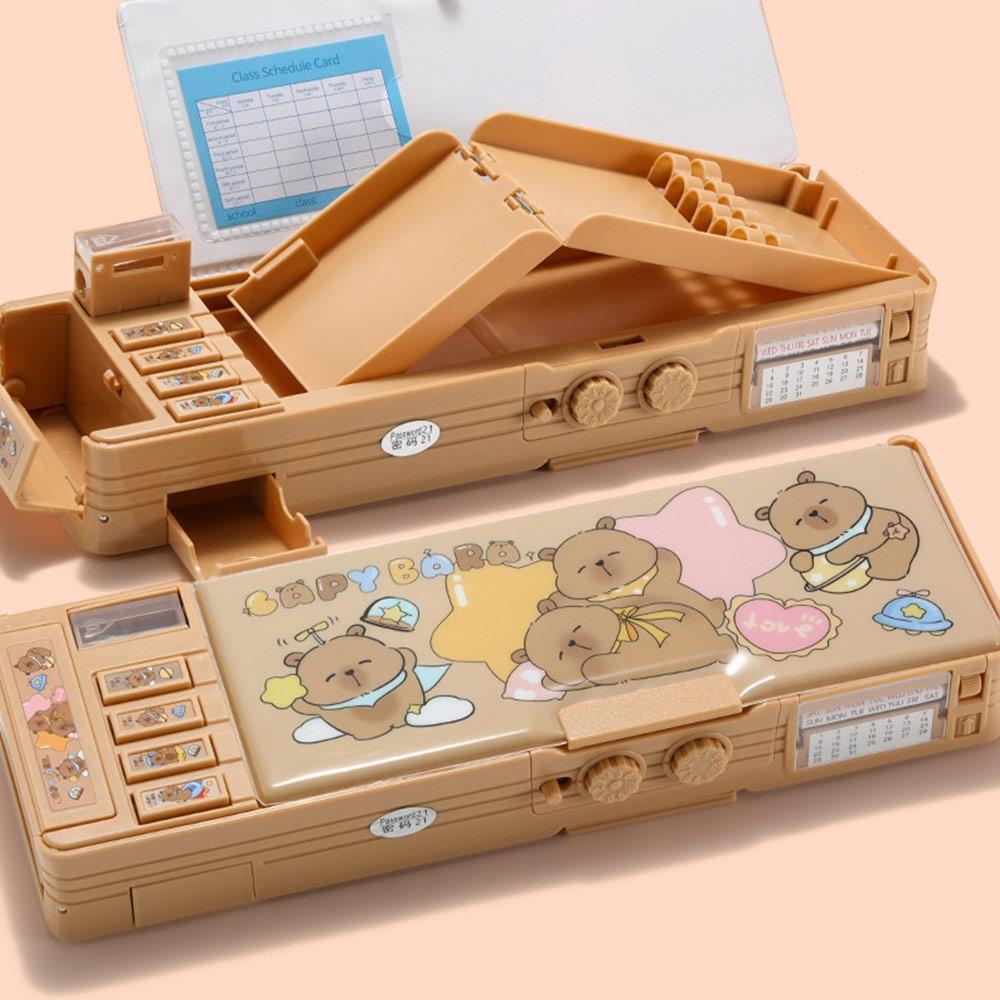 Doppellagiges Capybara Federmäppchen Große Kapazität Schreibwaren Organizer Schreibwarenbox Studenten
