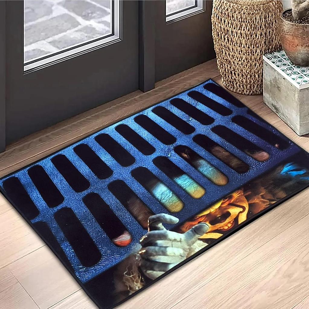 VIKAMA Halloween Horror Clown Doormat 3D Sewer Bathroom Kitchen Floor Mat Indoor Outdoor Entryway Rug Home Decor