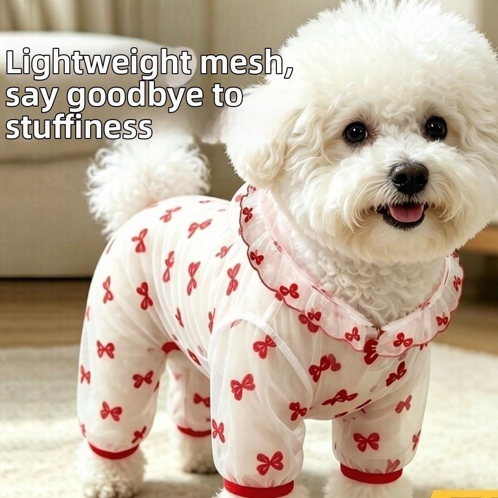 Thin Breathable Dog Sunscreen Clothes Butterfly Pattern Dog Cooling Jumpsuit  Summer Season