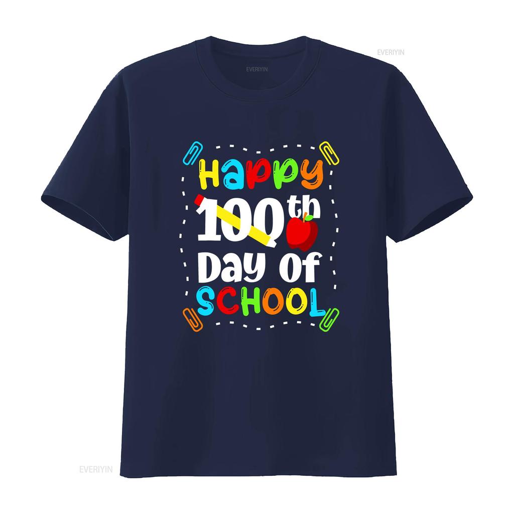 Glücklicher 100. Schultag T-Shirt Lehrer Jungen Mädchen 100 vintage Gewaschen Atmungsaktiv Bequem Weich mode Leicht