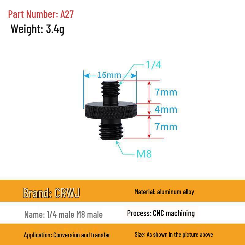 1/4 to 3/8 M4 M5 M6 M8 Screw Adapter for Tripod, Pan/Tilt Camera, Hot Shoe Mount & Light Stand