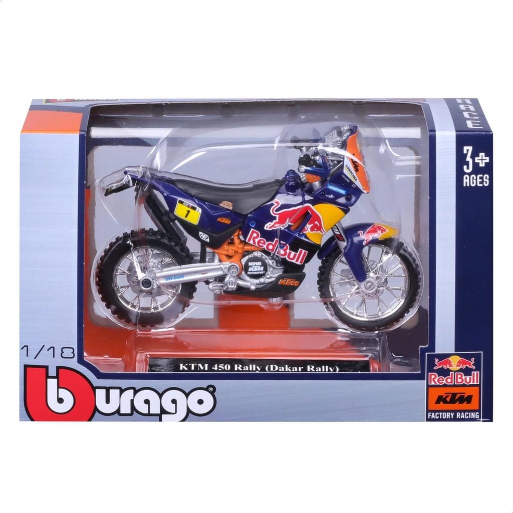 Bburago 1/18 Scale Red Bull KTM Factory Racing Series KTM 450 Rally Dakar Rally / Diecast Model Car, Finished Model, 18-51071