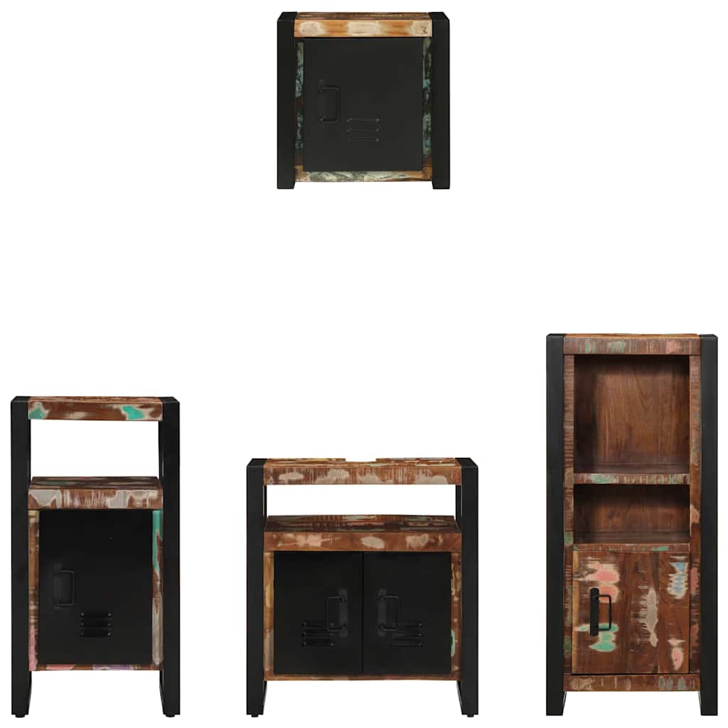 Bathroom Furniture Set with Shelf 4 pcs Solid Reclaimed Wood