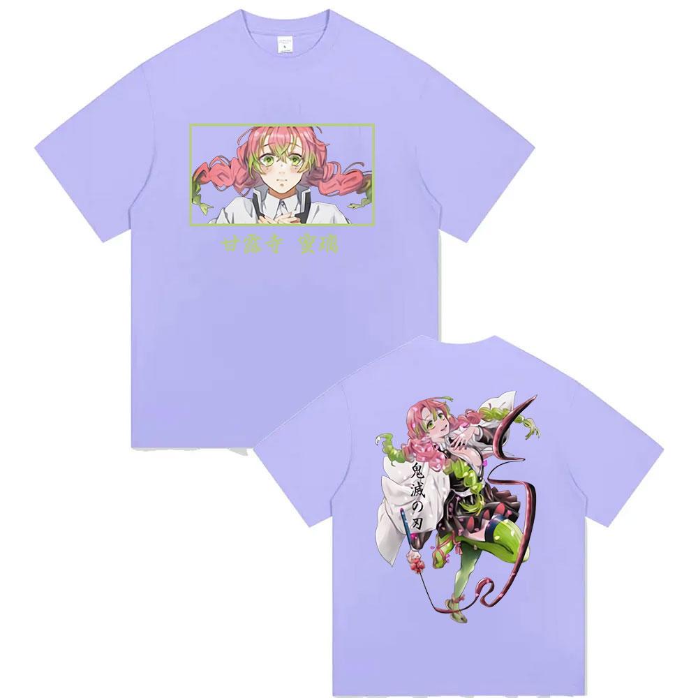 Anime Demon Slayer Kanroji Mitsuri T Shirt Kimetsu No Yaiba Aesthetic Clothing T-shirts Unisex Fashion Oversized Cotton T-shirt
