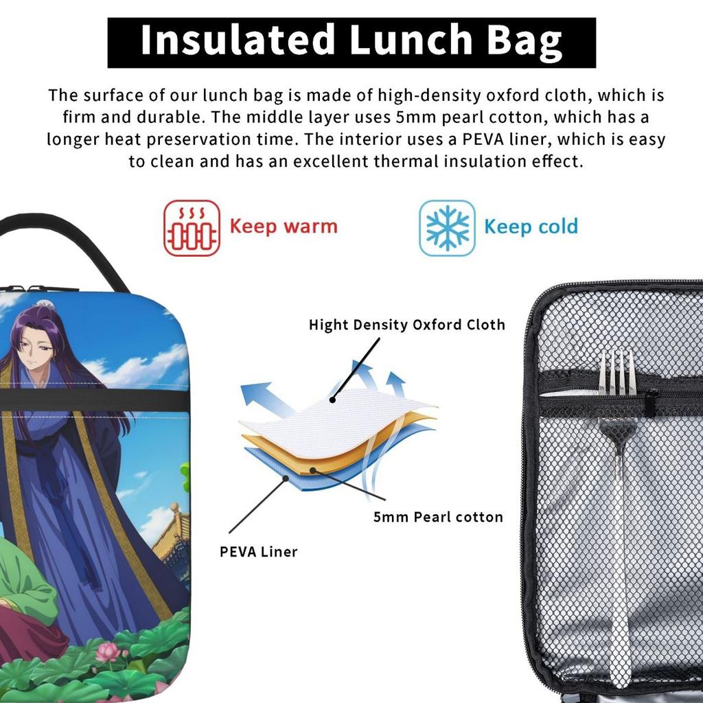 The Apothecary Diaries Maomao Anime Insulated Lunch Bag for Office Cooler Thermal Food Box Tote Leakproof Lunch Boxes Container