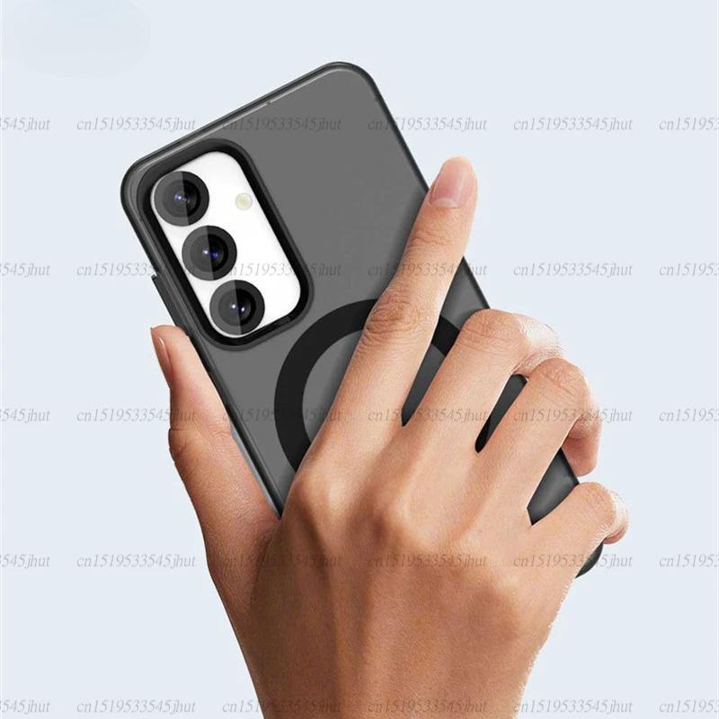 Transparent Case For Samsung Galaxy S25 Plus Case Galaxy S25 Magnetic Adsorption Wireless Charge Cover For Samsung S25 Plus Case