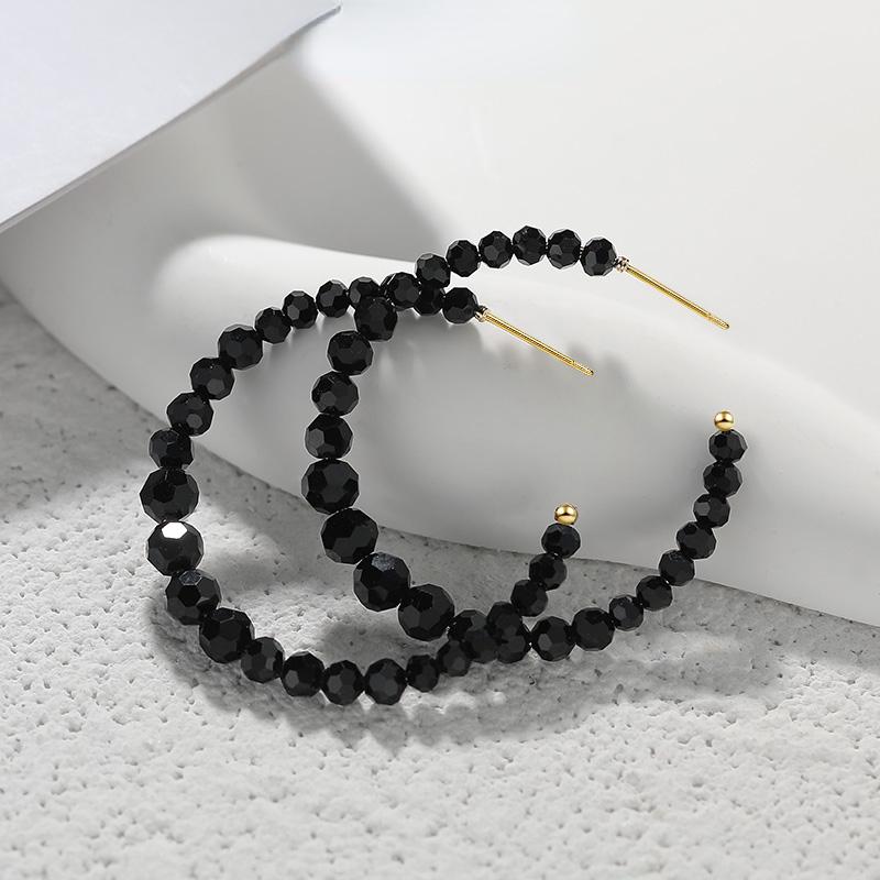 

Новый Сексуальный Черный Кристалл Зерно C-образный обруч Серьги Модные ювелирные изделия Вечеринка Роскошь для женщин Аксессуары